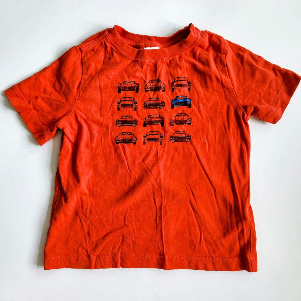 Hanna Andersson Kids Summer Transportation Tee Tangy Red Cars Size 5 | 110 cm